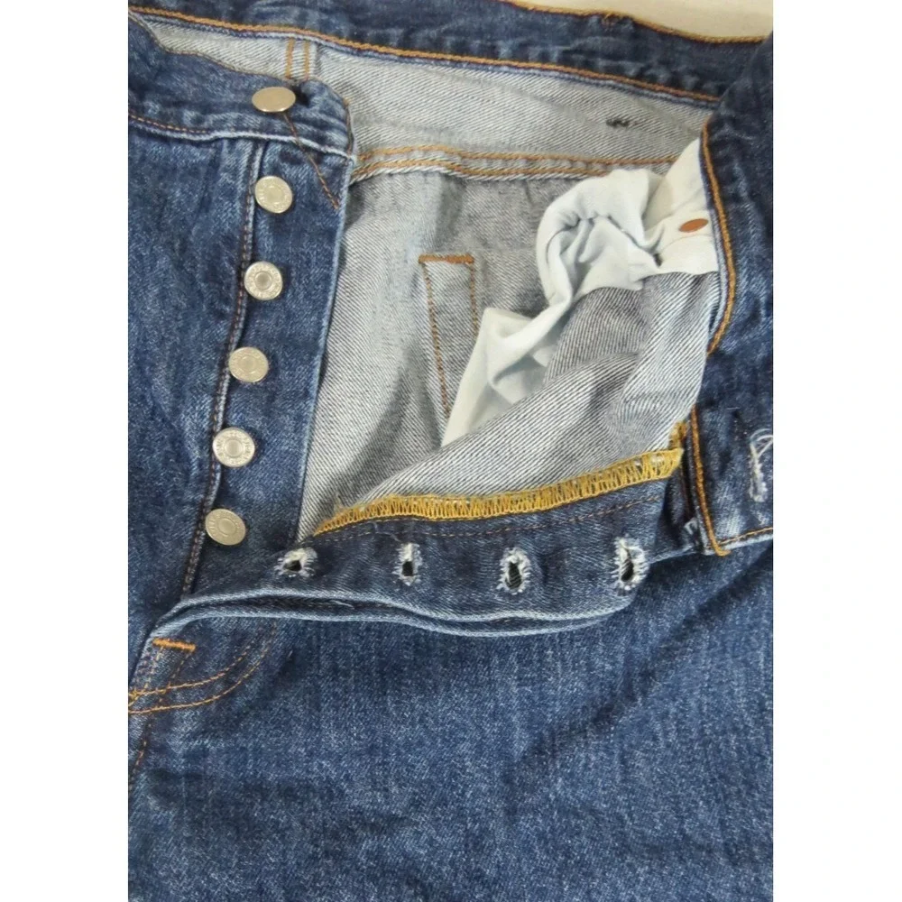 Levis 501 Original Fit Jeans Men 40x32 Dark Stonewash Blue Denim Button Fly Coat